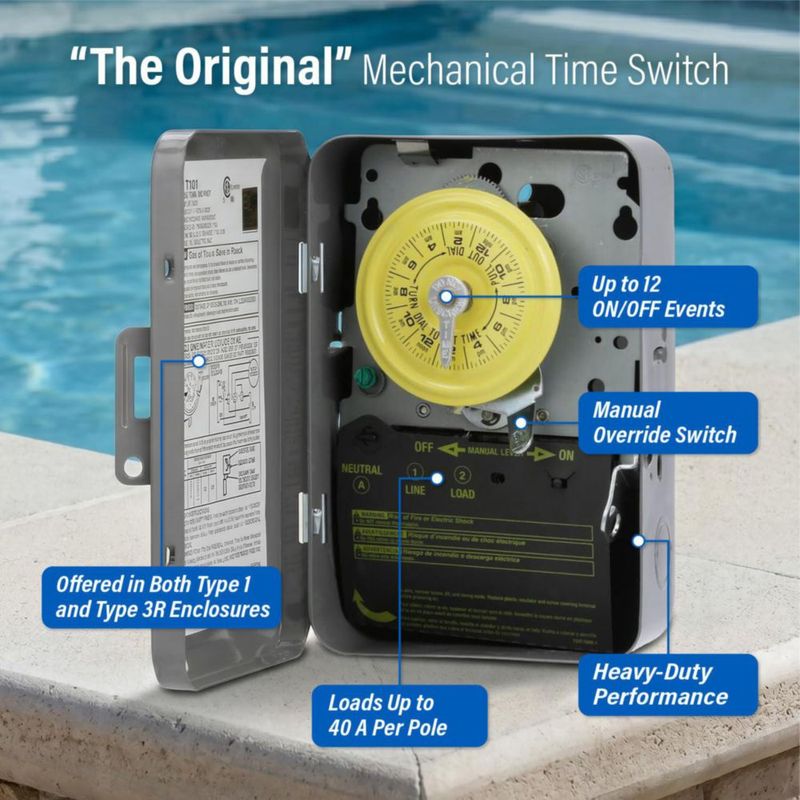 Temporizador Intermatic T101M 120V 40A SPST con Anulación Manual