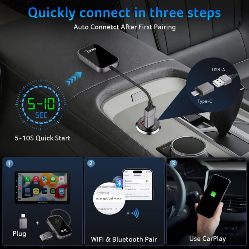 Adaptador inalámbrico Acer CarPlay para iPhone