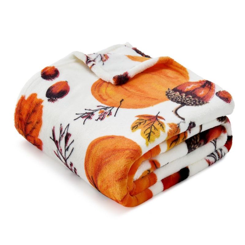 Manta BEDELITE Twin 152 cm de Felpa Otoñal con Calabaza