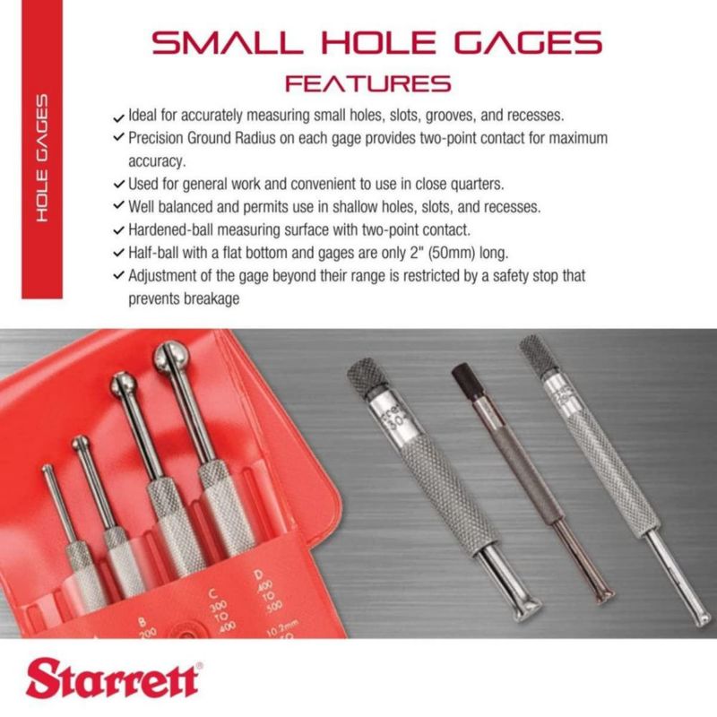 Calibrador de Orificios Starrett 5 cm Rango .125‑.500 " Juego de 5