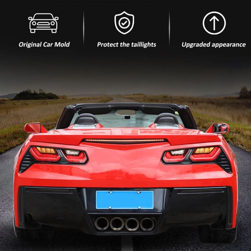 Cubierta de Luz Trasera JONKOKO para Corvette C7 2014‑2019 ABS Negra