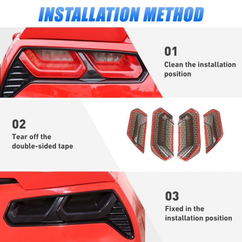 Cubierta de Luz Trasera JONKOKO para Corvette C7 2014‑2019 ABS Negra