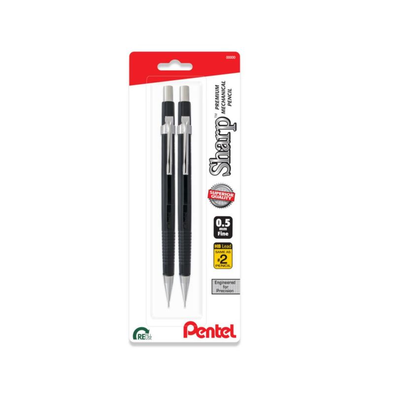 Portaminas Pentel 05 mm negro – paquete de 2