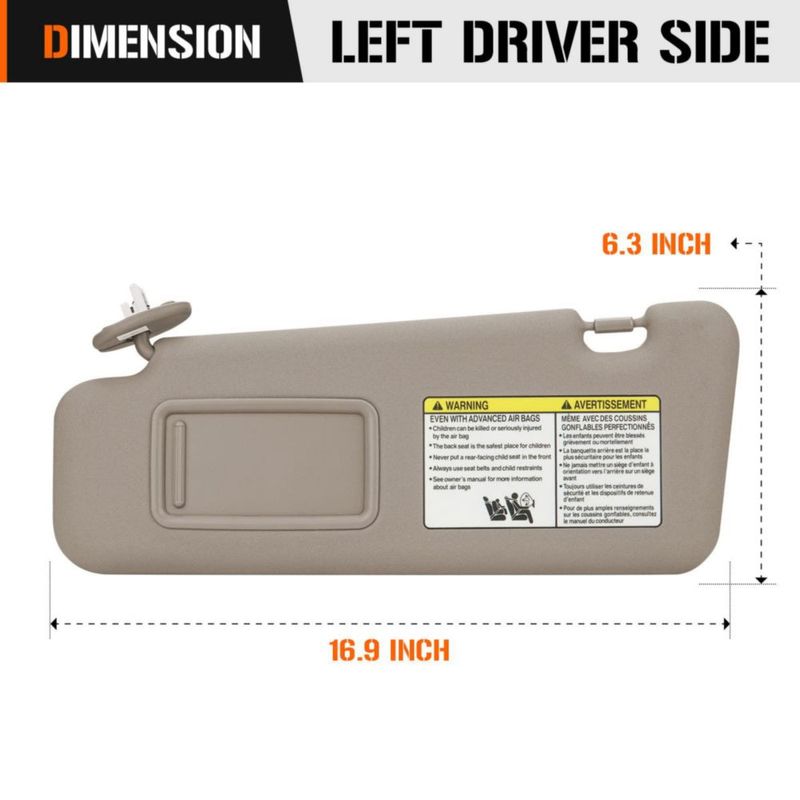 Visor solar izquierdo Aeagle para Toyota Highlander (2008-2013) color beige con luz integrada