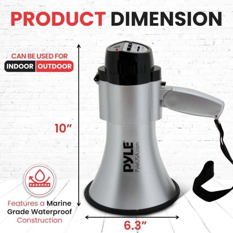 Megáfono Pyle 30W Plegable Plateado con Alcance de 11 km