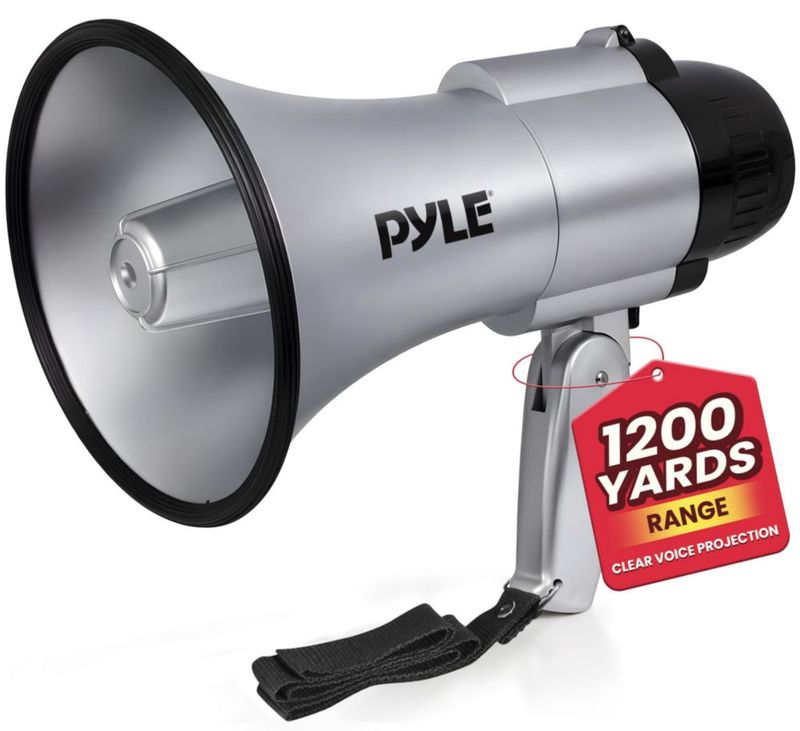 Megáfono Pyle 30W Plegable Plateado con Alcance de 11 km