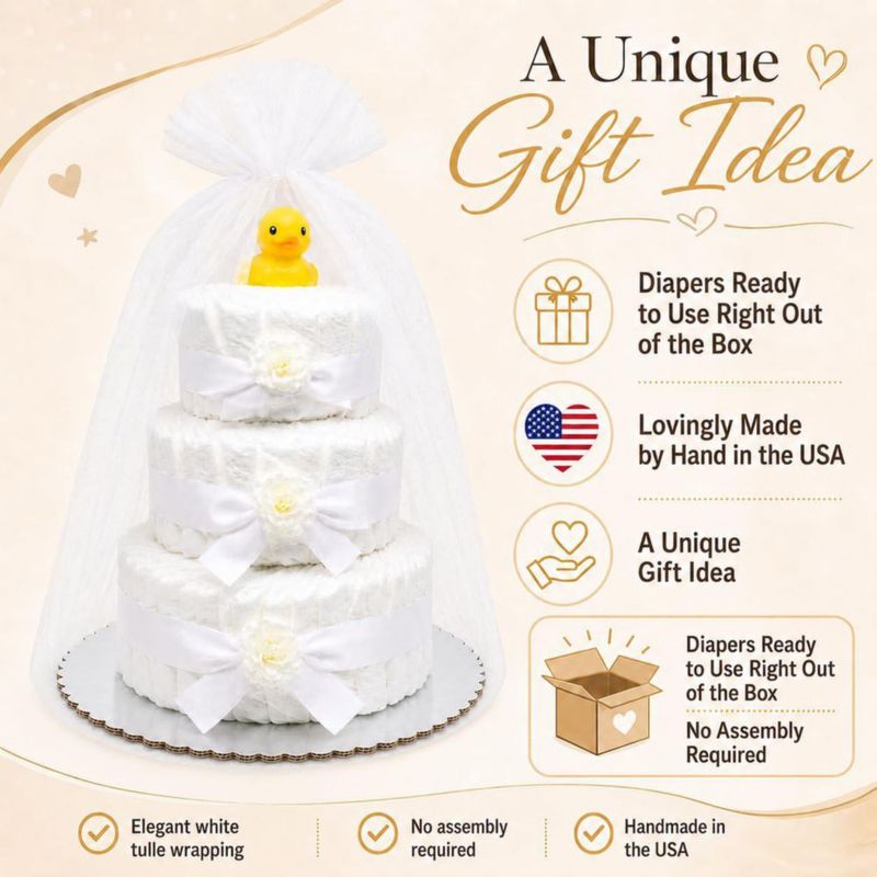 Pastel de Pañales Choobly 50 uds Blanco – Regalo para Baby Shower