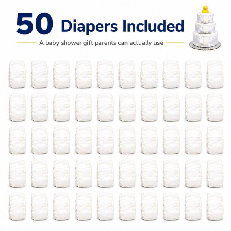 Pastel de Pañales Choobly 50 uds Blanco – Regalo para Baby Shower