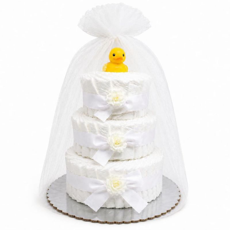 Pastel de Pañales Choobly 50 uds Blanco – Regalo para Baby Shower