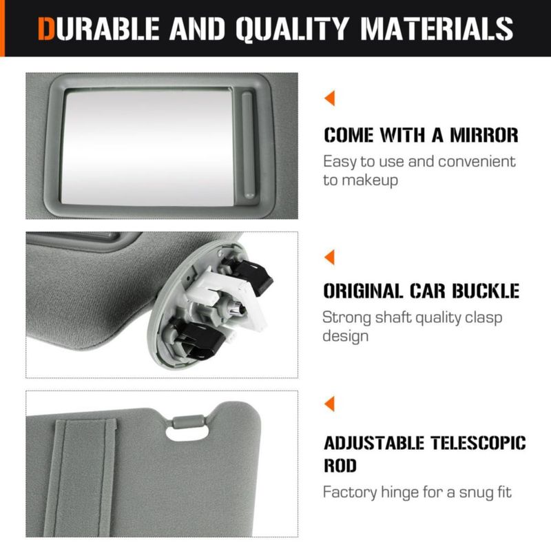 Visor solar lateral derecho Aeagle para Toyota Camry 2007‑2011 Gris con espejo y luz