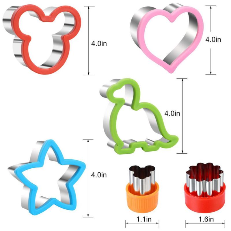 Cortadores de Galletas Elfkitwang 12 uds: dinosaurio corazón estrella y ratón