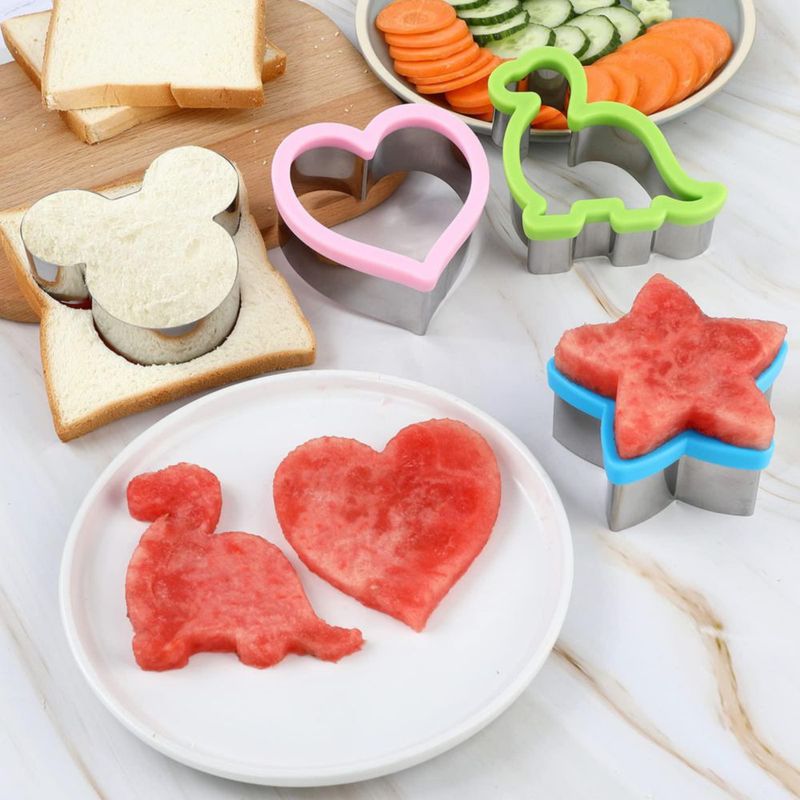 Cortadores de Galletas Elfkitwang 12 uds: dinosaurio corazón estrella y ratón