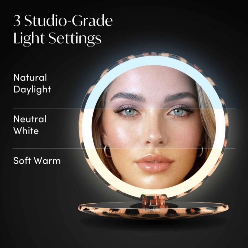 Espejo de Maquillaje LED Fancii 13 cm 10x/1x Leopardo Chic