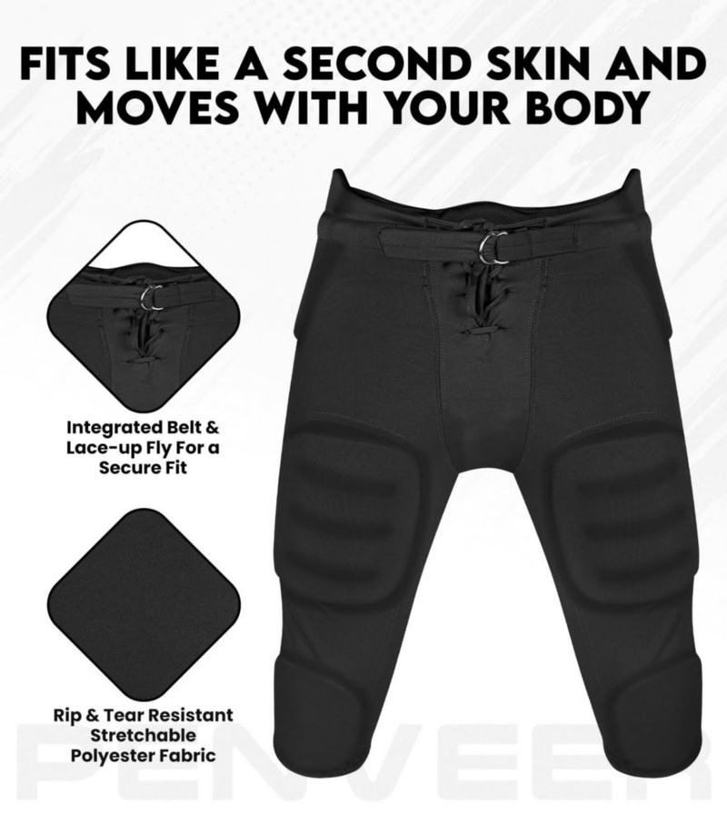 Pantalones de fútbol Penveer juvenil con almohadillas integradas - negro