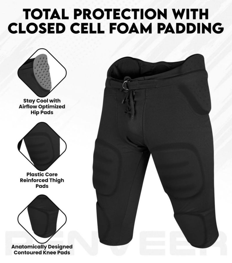 Pantalones de fútbol Penveer juvenil con almohadillas integradas - negro