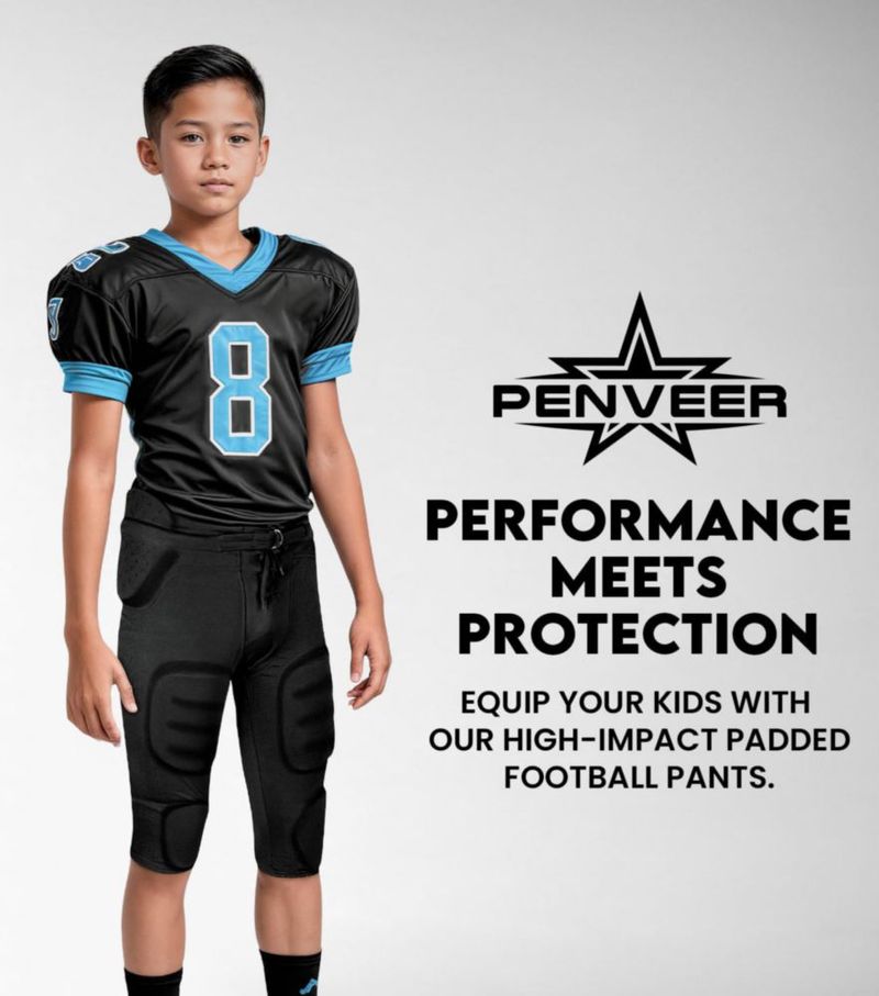 Pantalones de fútbol Penveer juvenil con almohadillas integradas - negro