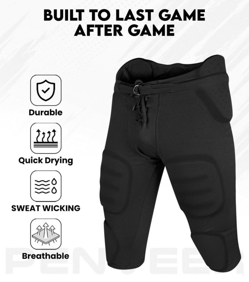 Pantalones de fútbol Penveer juvenil con almohadillas integradas - negro