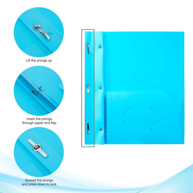 Carpeta de archivo ViVin paquete de 24 azul brillante con 3 ganchos
