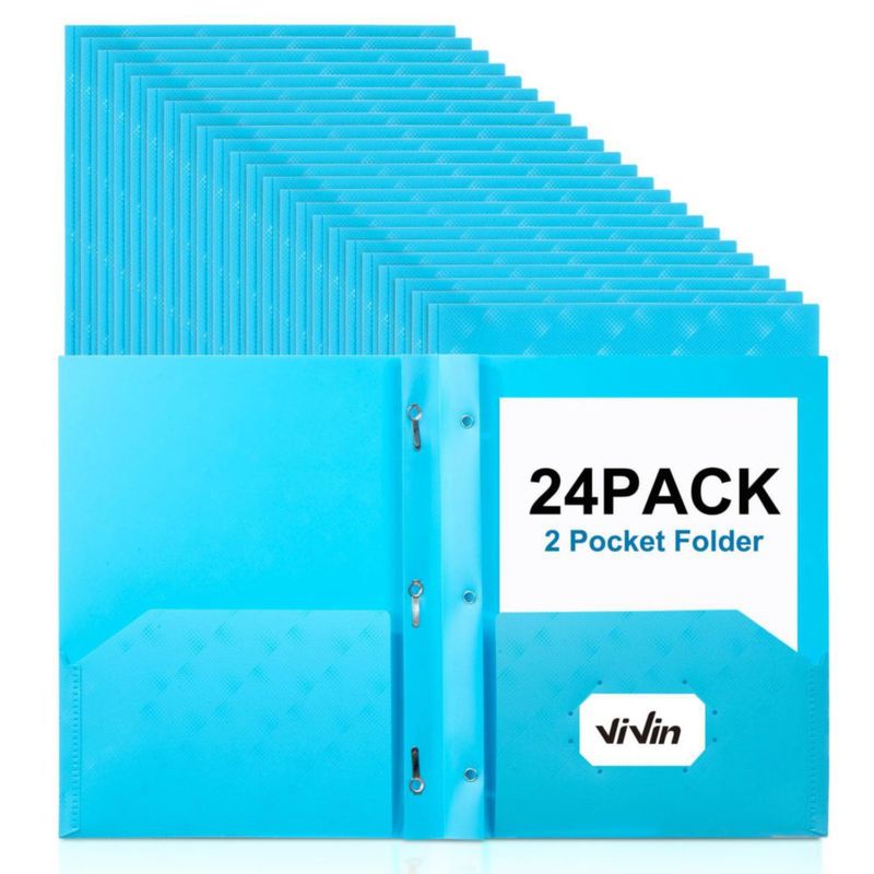 Carpeta de archivo ViVin paquete de 24 azul brillante con 3 ganchos