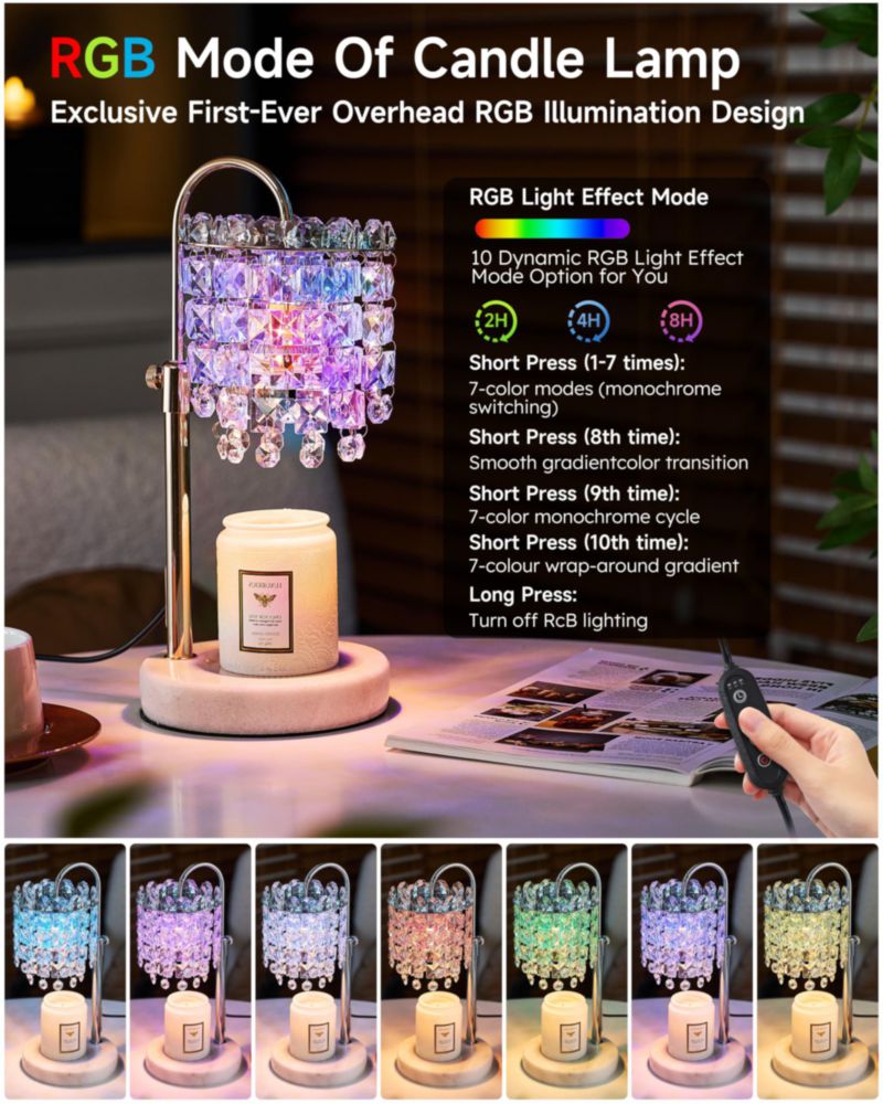Calentador de velas SIJIHOME con cristal regulable RGB y temporizador