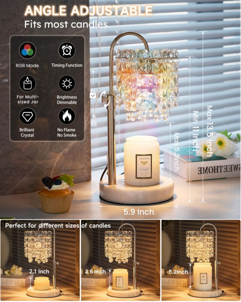 Calentador de velas SIJIHOME con cristal regulable RGB y temporizador