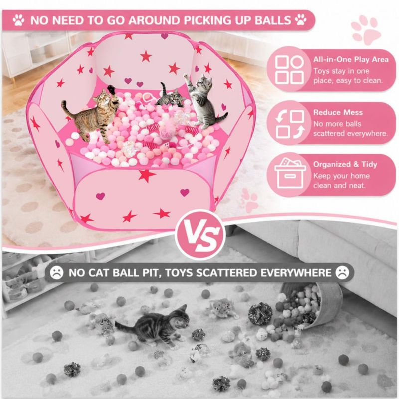 Pozo de bolas para gatos fooind 89 cm con lanzador y set de 216 piezas