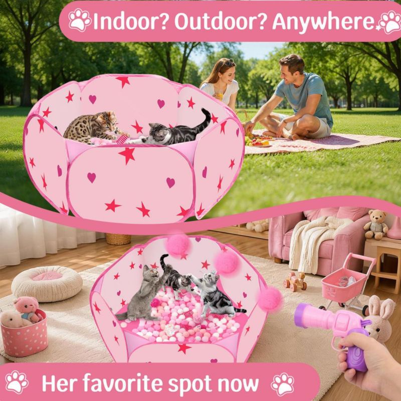 Pozo de bolas para gatos fooind 89 cm con lanzador y set de 216 piezas