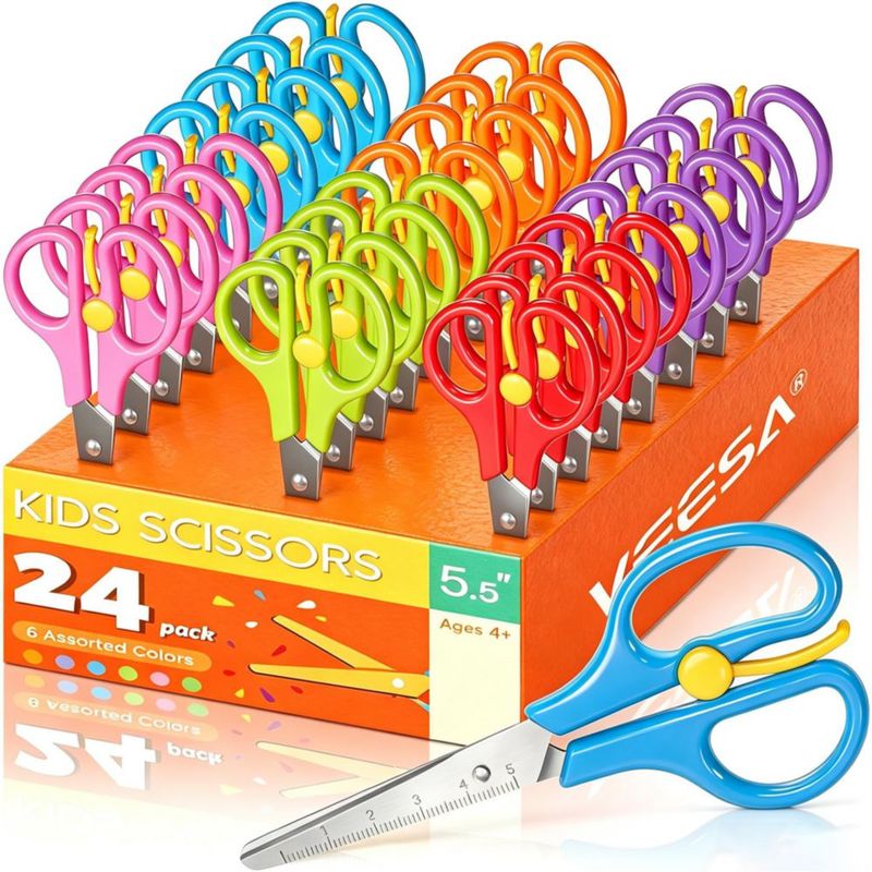 Tijeras VEESA 14 cm Pack de 24 Punta Romana y Antipellizco