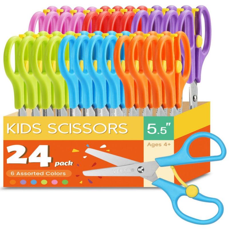 Tijeras VEESA 14 cm Pack de 24 Punta Romana y Antipellizco