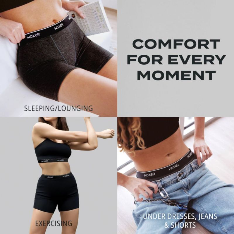Boxer para mujer Woxer 13 cm Modal sin costuras Negro 2.0