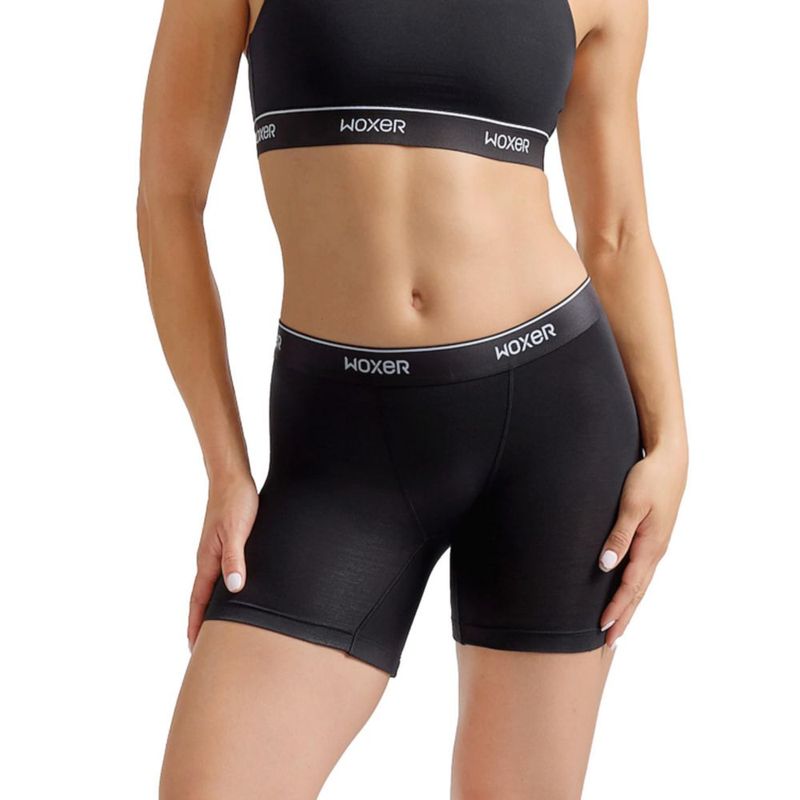 Boxer para mujer Woxer 13 cm Modal sin costuras Negro 2.0