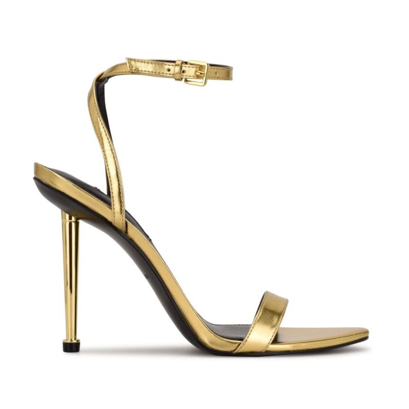 Sandalia Nine West Reina3 Dorado Metálico Talla 7.5