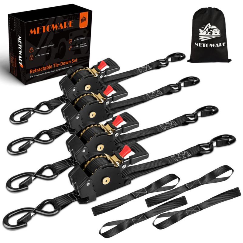 Correas de trinquete METOWARE 1" x 3 m (paquete de 4) negro