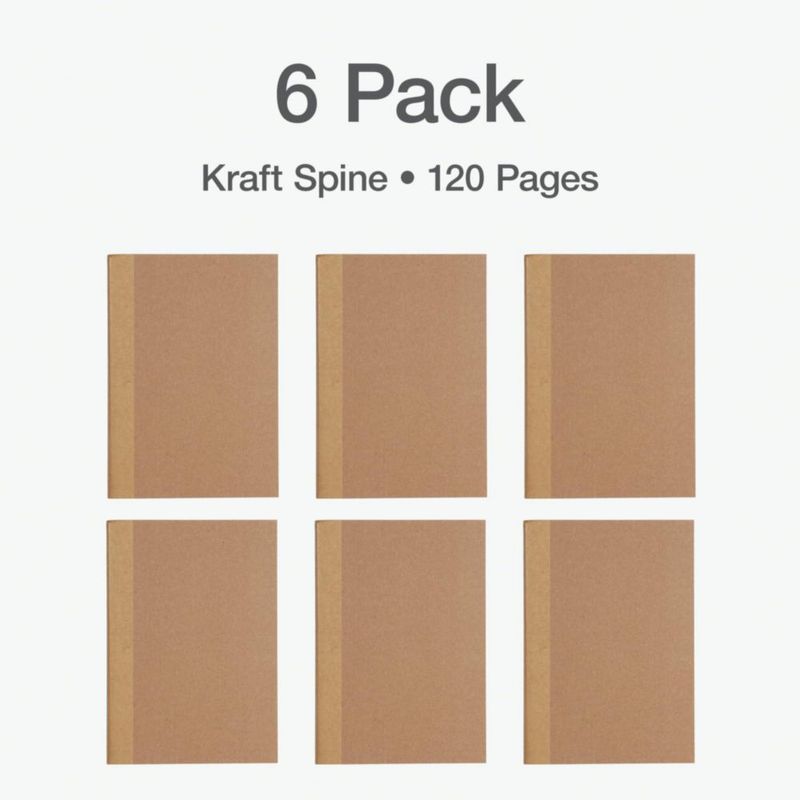 Cuaderno de composición Oxford pack de 6 tapa kraft 14 cm 60 hojas