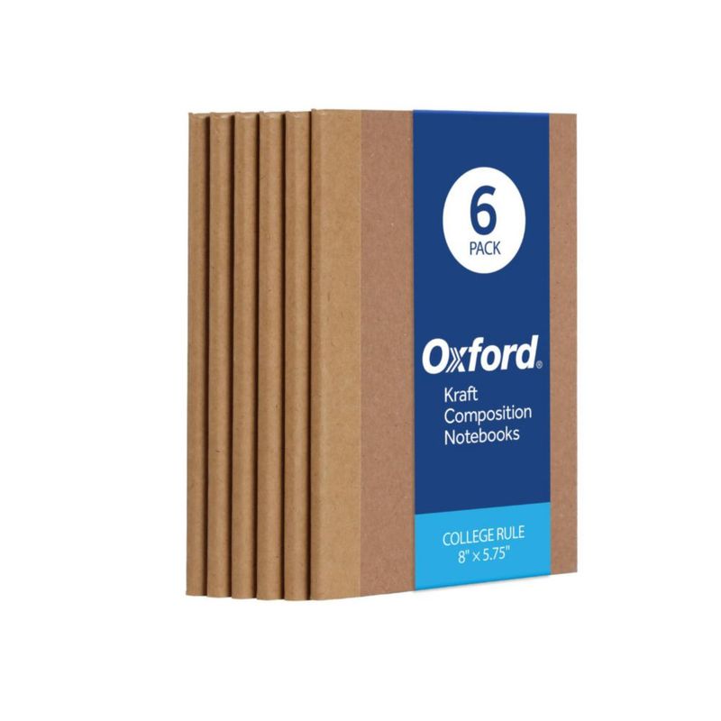 Cuaderno de composición Oxford pack de 6 tapa kraft 14 cm 60 hojas