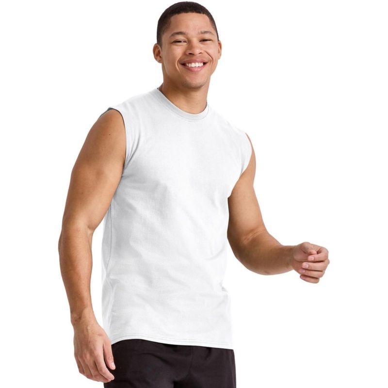 Camiseta sin mangas Hanes 3 unidades algodón blanco