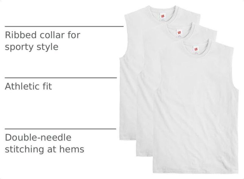 Camiseta sin mangas Hanes 3 unidades algodón blanco