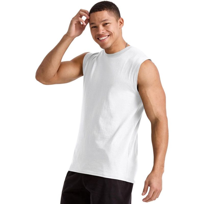 Camiseta sin mangas Hanes 3 unidades algodón blanco