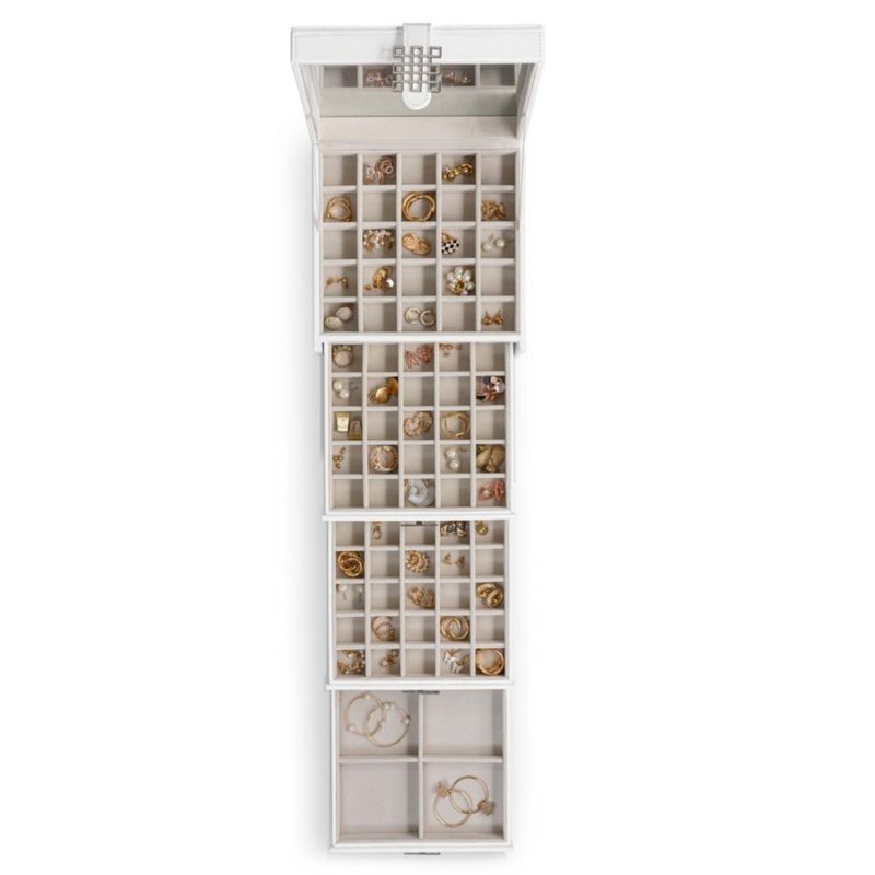Organizador de Pendientes Glenor 75/4 Ranuras Cuero PU Blanco