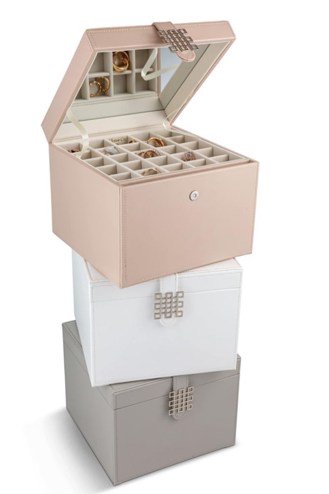 Organizador de Pendientes Glenor 75/4 Ranuras Cuero PU Blanco