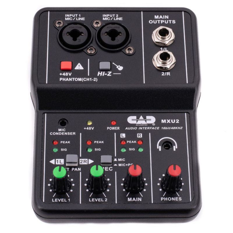 Mezclador USB CAD Audio MXU2 2 canales XLR combo