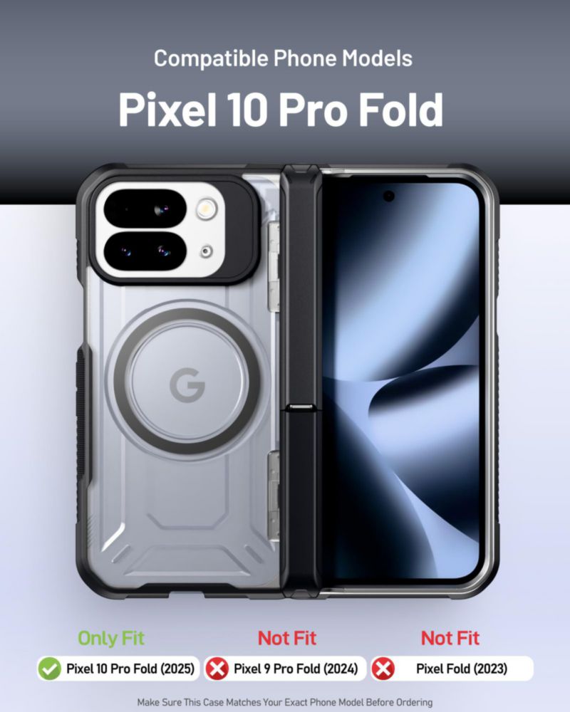 Funda resistente Poetic para Google Pixel 10 Pro Fold cubierta protectora completa MagSafe con soporte integrado y protector de pantalla de vidrio