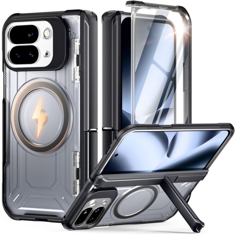 Funda resistente Poetic para Google Pixel 10 Pro Fold cubierta protectora completa MagSafe con soporte integrado y protector de pantalla de vidrio