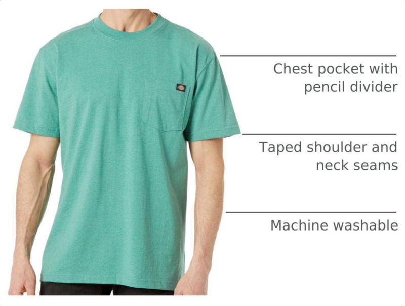 Camiseta Dickies 2X verde jaspeado de un solo tinte