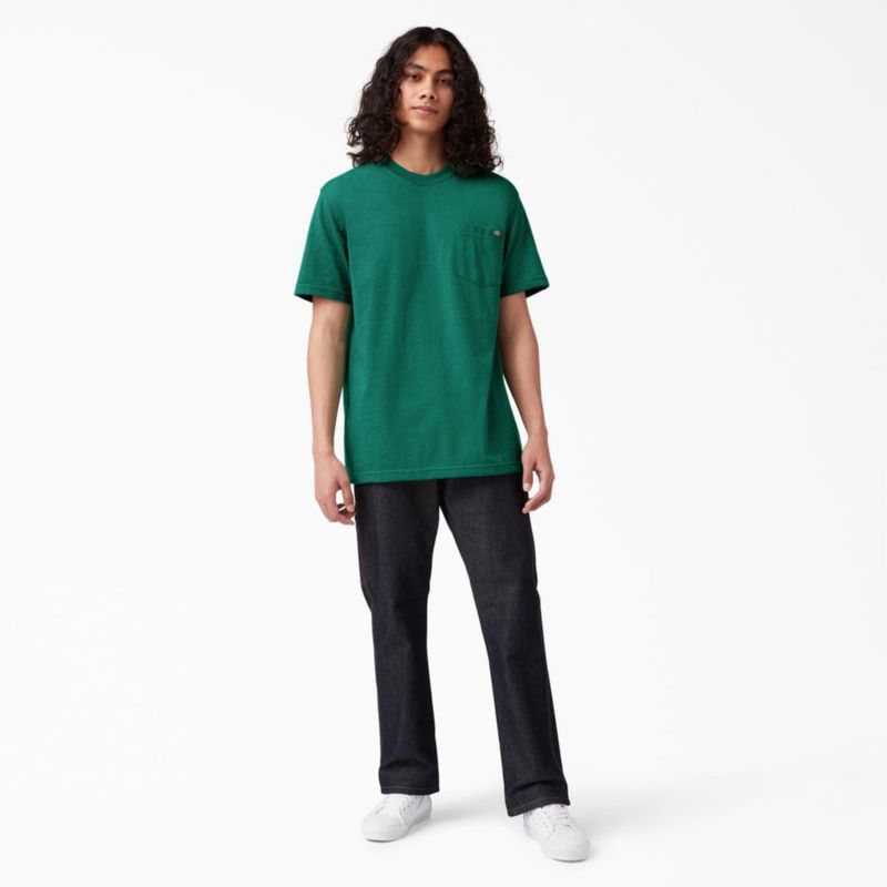 Camiseta Dickies 2X verde jaspeado de un solo tinte