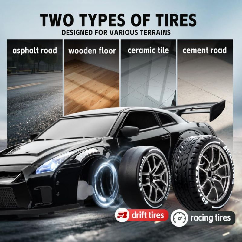 Coche RC de Drift Nowzeth 1/24 Control Remoto Negro