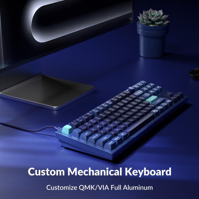 Teclado mecánico Keychron Q3 TKL con cable y perilla azul