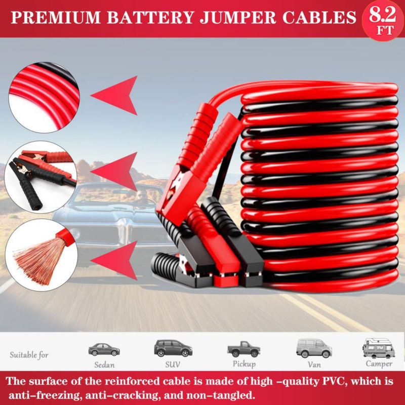 Kit de Emergencia Vial LIANXIN con Cables de Arranque y Linterna Frontal