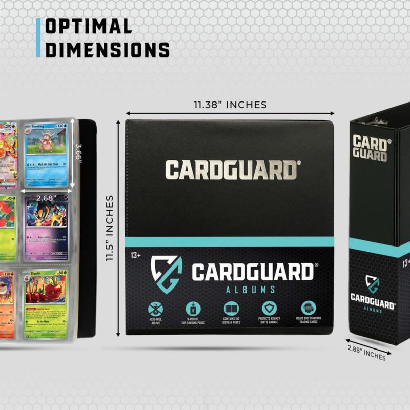 CardGuard Premium Carpeta de 3” para Cartas Coleccionables – 100 Páginas de Carga Lateral con 9 Bolsillos por Página – Almacenamiento Seguro de 3
