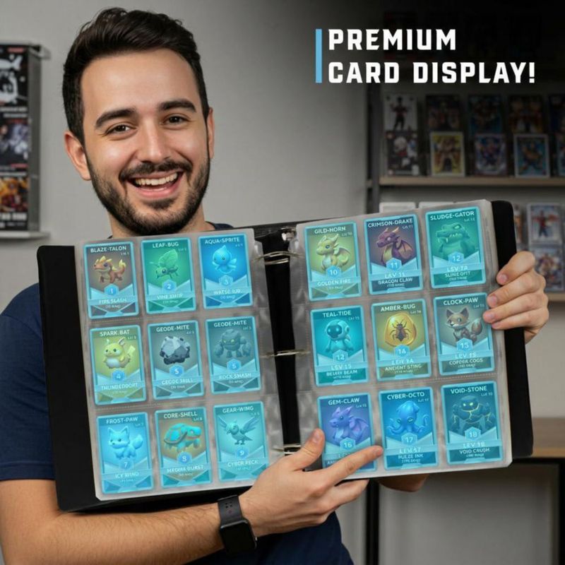CardGuard Premium Carpeta de 3” para Cartas Coleccionables – 100 Páginas de Carga Lateral con 9 Bolsillos por Página – Almacenamiento Seguro de 3